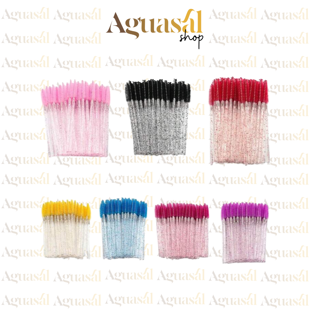 100 Cepillos Desechables Glitter Para Extensión De Pestañas.